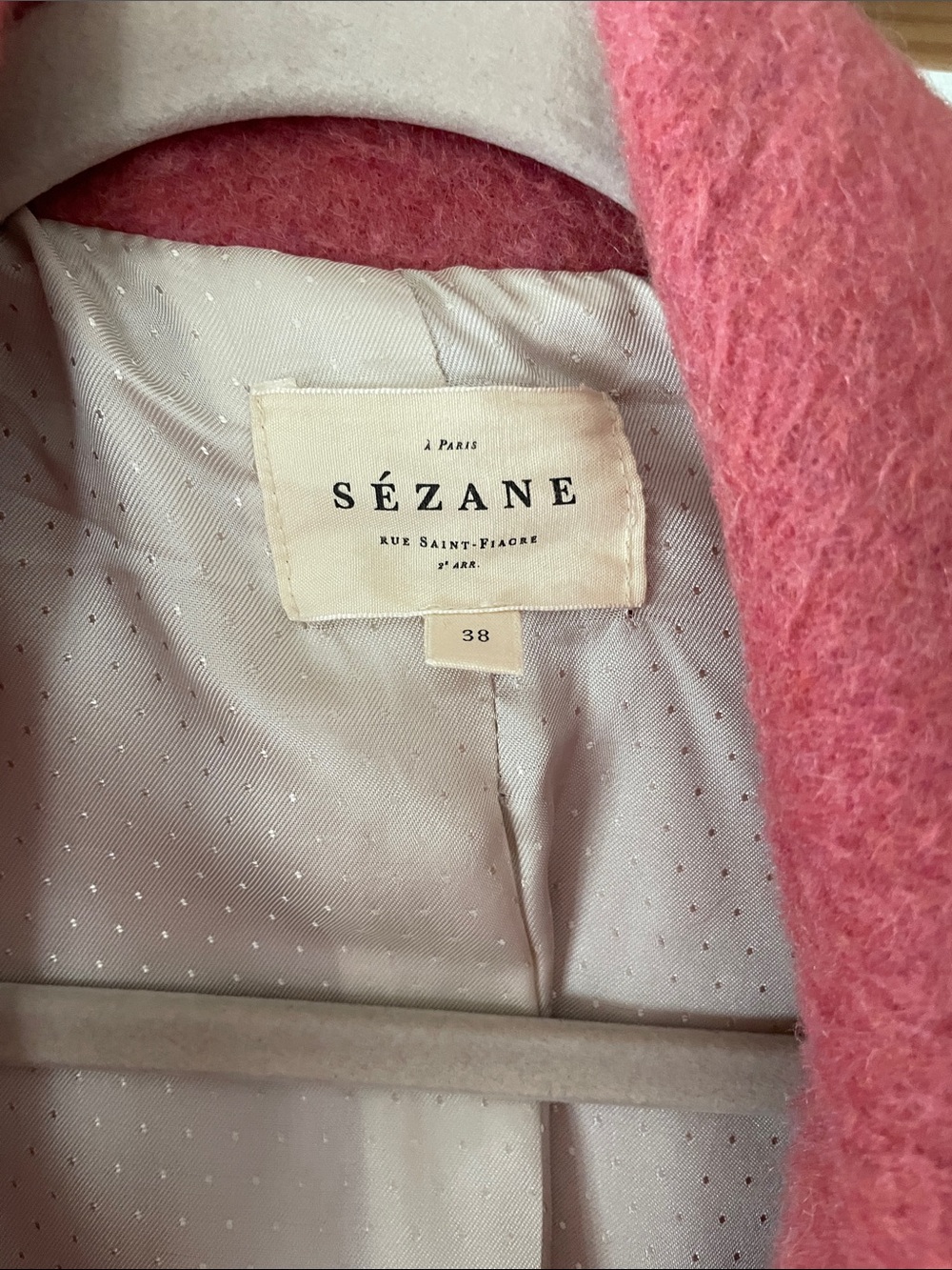 RARE Sezane pink wool Jim coat - Picture 3 of 9